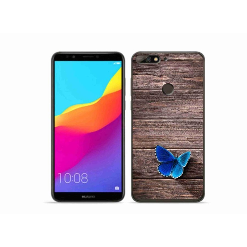 Gélový kryt mmCase na mobil Huawei Y7 Prime (2018) - modrý motýľ 1