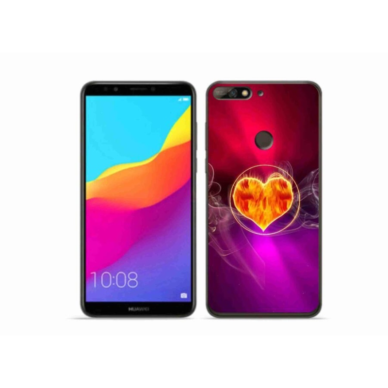 Gélový kryt mmCase na mobil Huawei Y7 Prime (2018) - ohnivé srdce