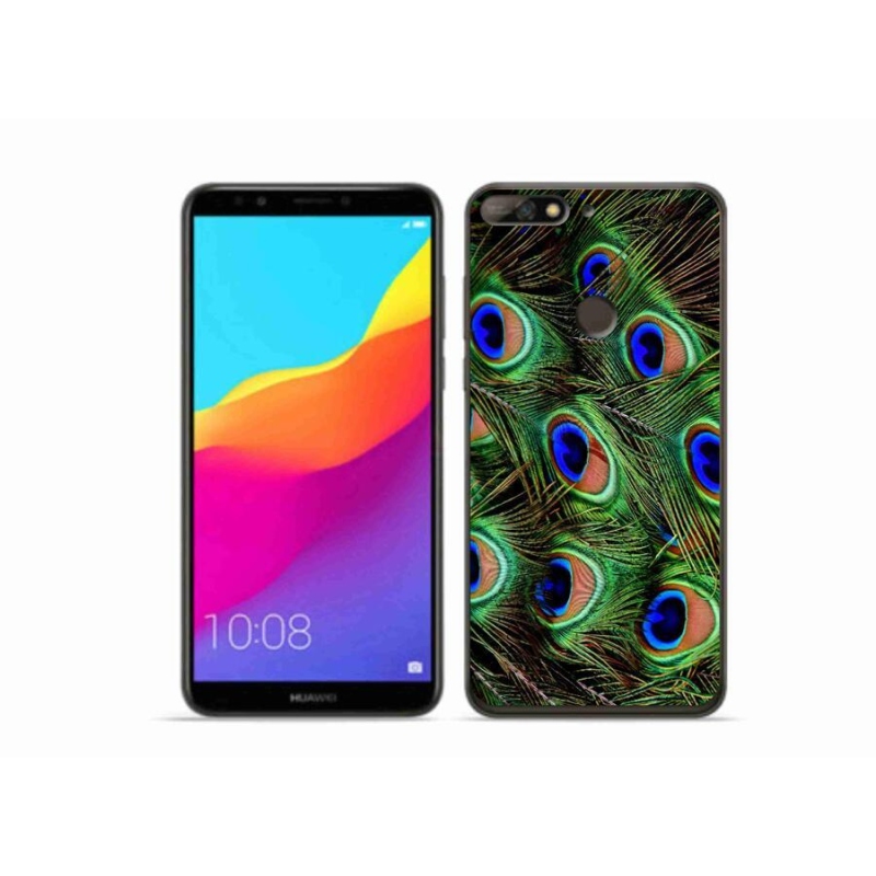 Gélový kryt mmCase na mobil Huawei Y7 Prime (2018) - pávie perie