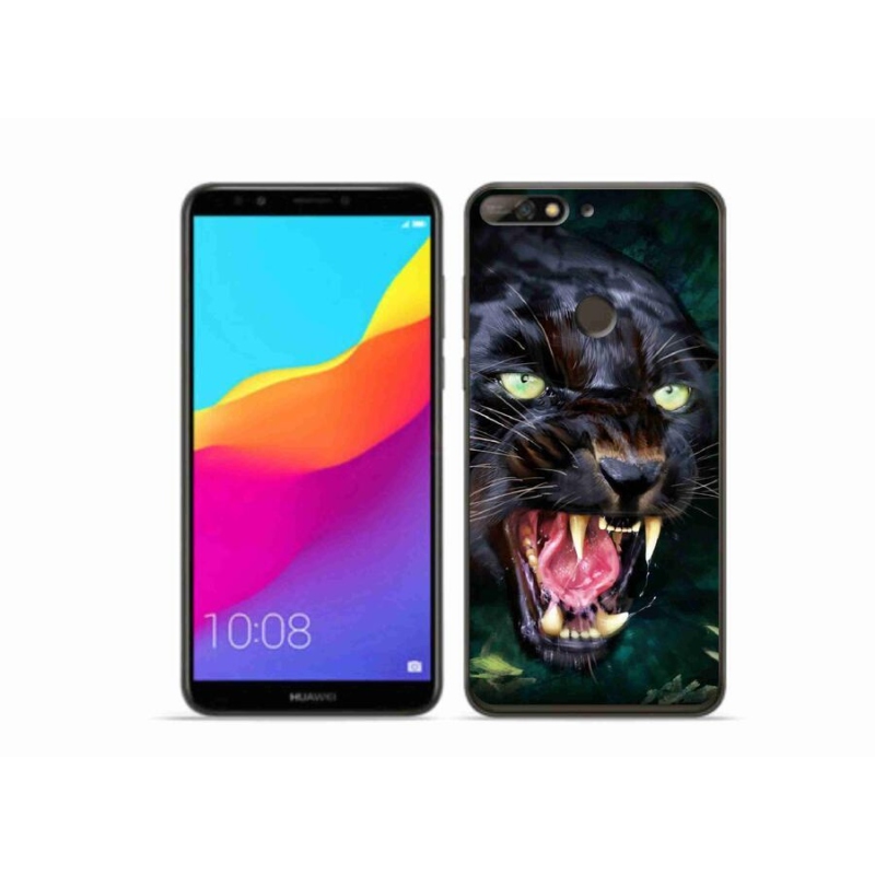 Gélový kryt mmCase na mobil Huawei Y7 Prime (2018) - rozzúrený čierny panter