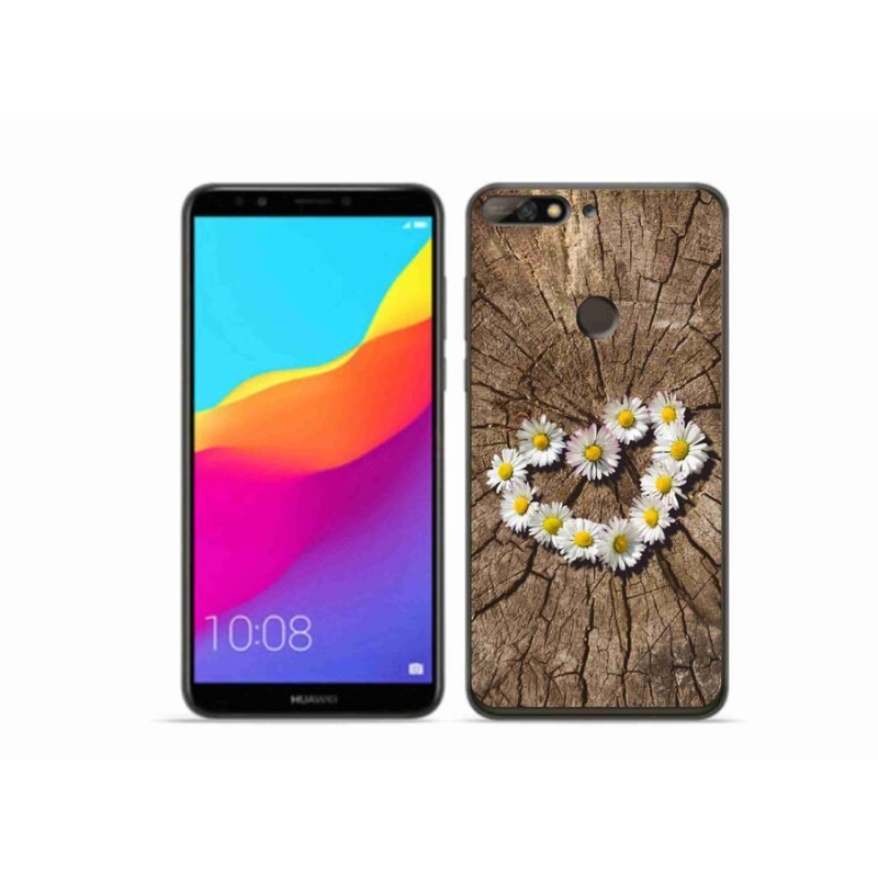 Gélový kryt mmCase na mobil Huawei Y7 Prime (2018) - srdce z margarét