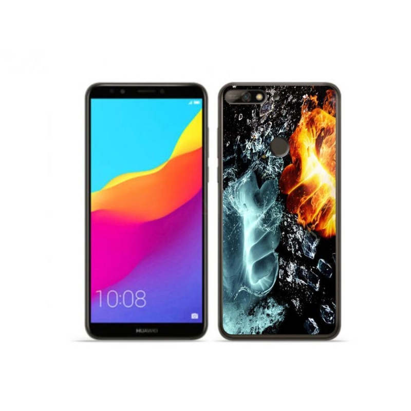 Gélový kryt mmCase na mobil Huawei Y7 Prime (2018) - voda a oheň