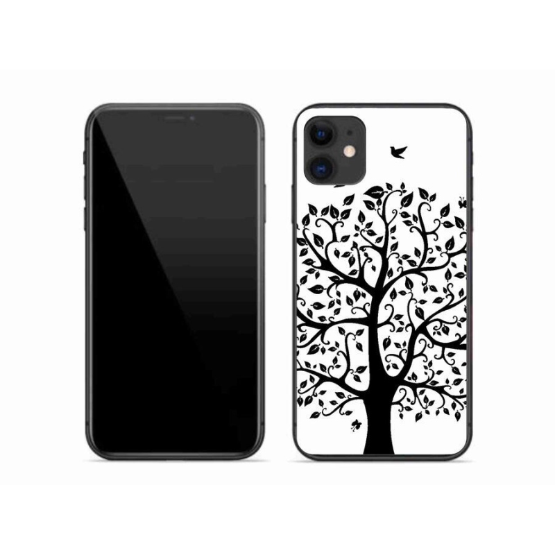 Gélový kryt mmCase na mobil iPhone 11 - čiernobiely strom
