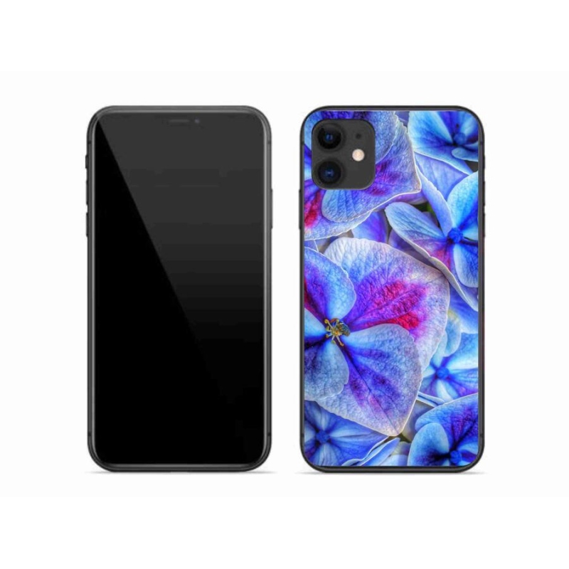 Gélový kryt mmCase na mobil iPhone 11 - modré kvety 1