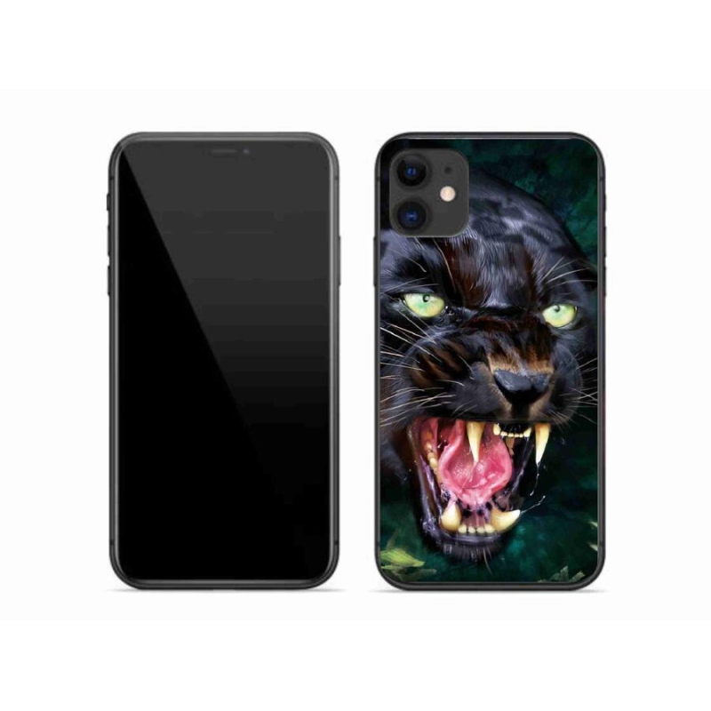 Gélový kryt mmCase na mobil iPhone 11 - rozzúrený čierny panter