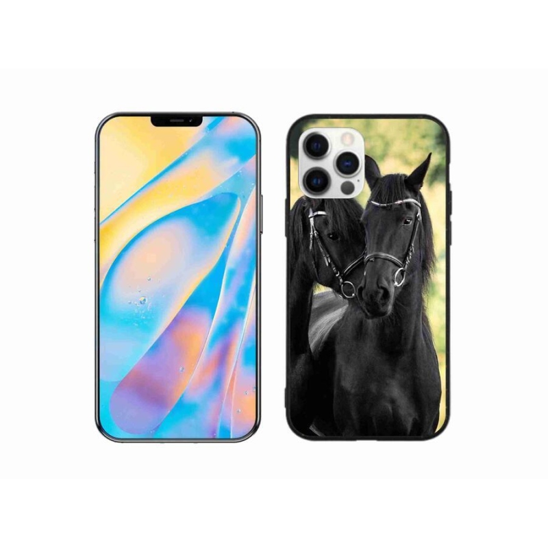 Gélový kryt mmCase na mobil iPhone 12 - dva čierne kone