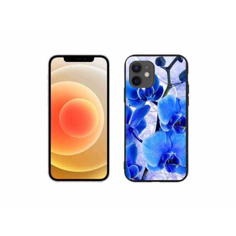 Gélový kryt mmCase na mobil iPhone 12 mini - modré kvety