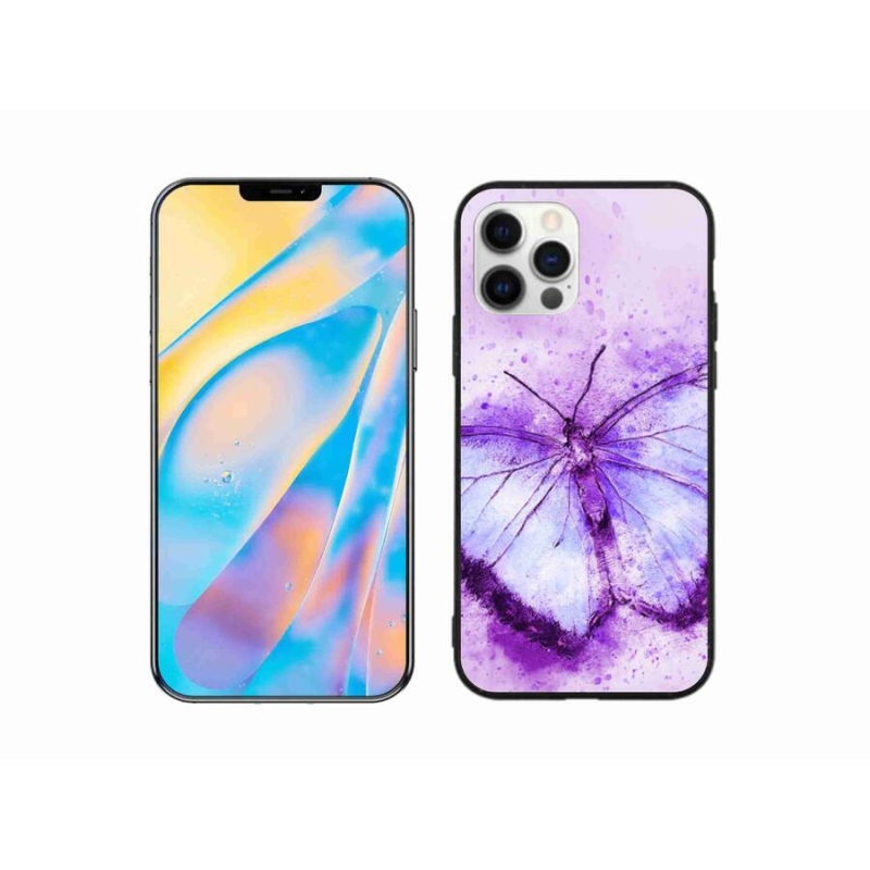 Gélový kryt mmCase na mobil iPhone 12 Pro - fialový motýľ