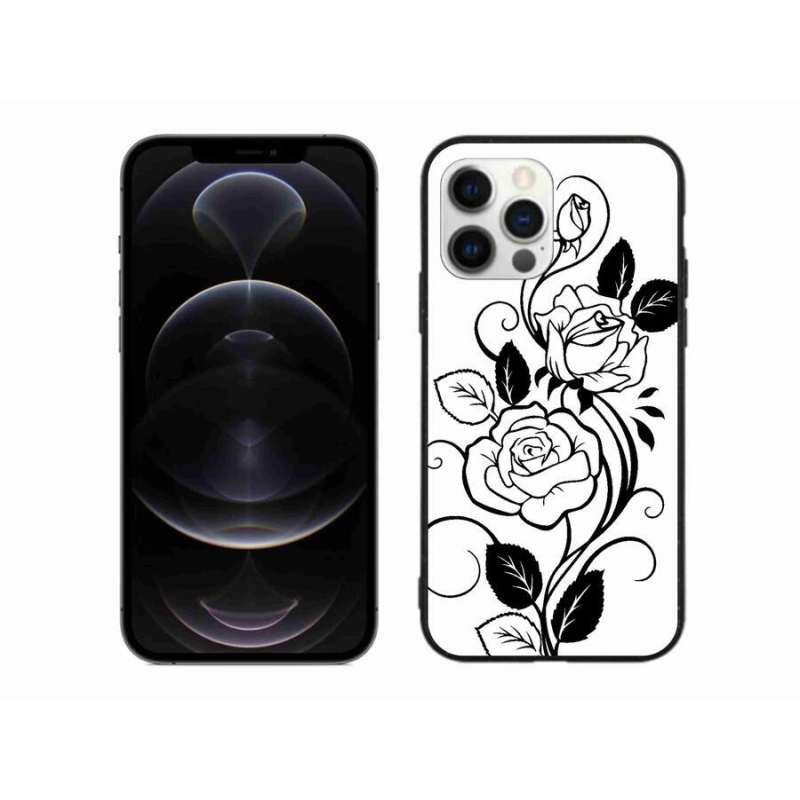 Gélový kryt mmCase na mobil iPhone 12 Pro Max - čiernobiela ruža