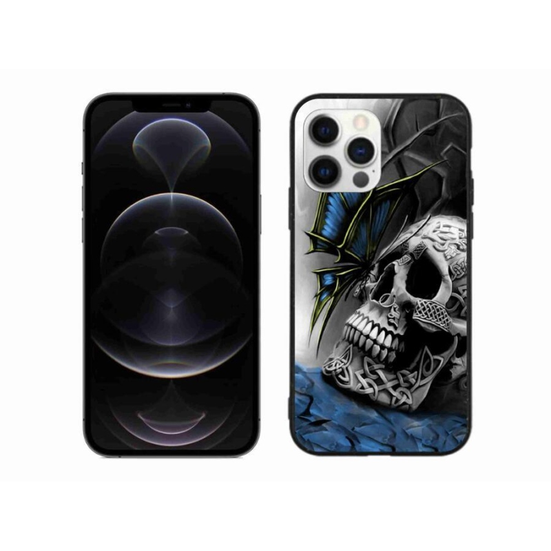 Gélový kryt mmCase na mobil iPhone 12 Pro Max - motýľ a lebka