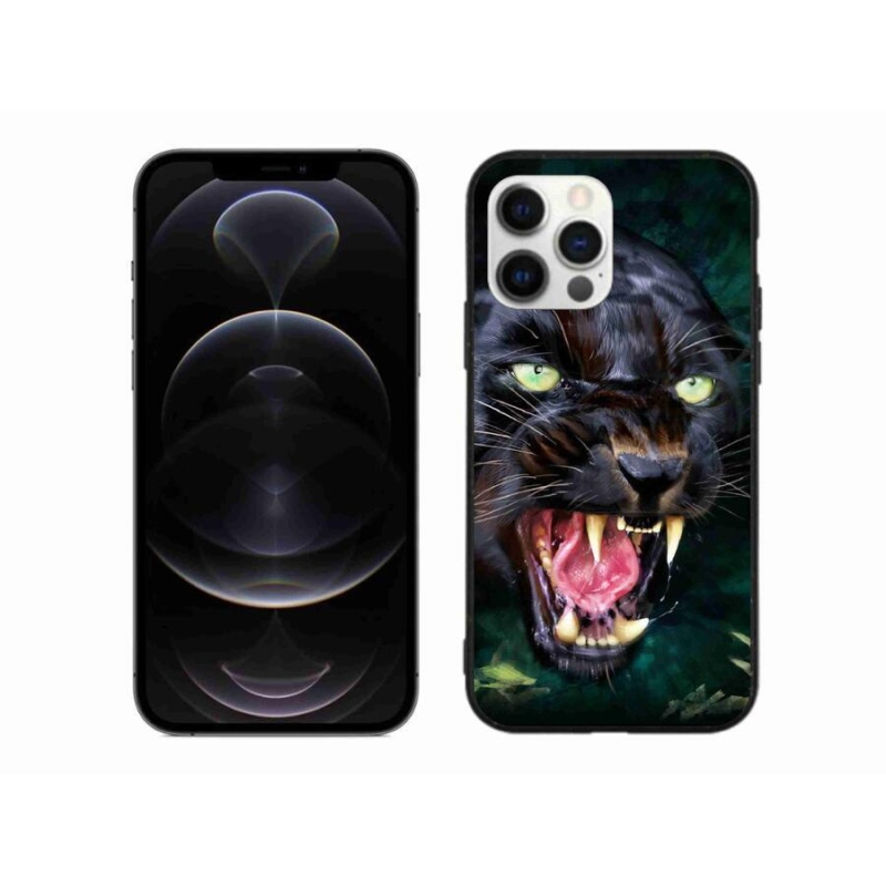 Gélový kryt mmCase na mobil iPhone 12 Pro Max - rozzúrený čierny panter