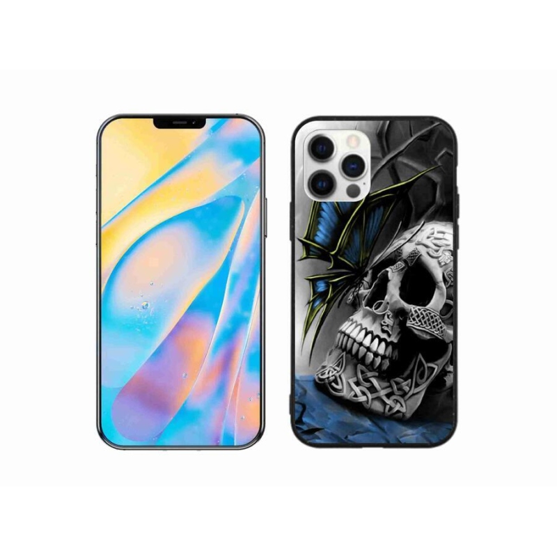 Gélový kryt mmCase na mobil iPhone 12 Pro - motýľ a lebka