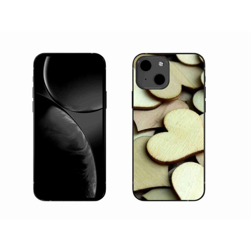 Gélový kryt mmCase na mobil iPhone 13 6.1 - drevená srdiečka