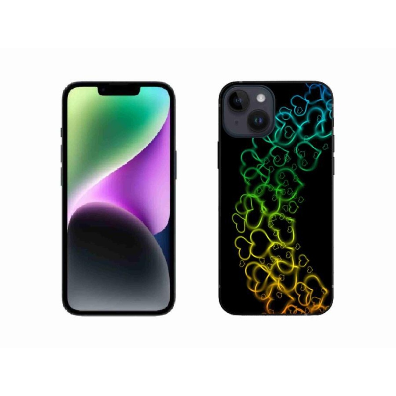 Gélový kryt mmCase na mobil iPhone 14 - farebné srdiečka
