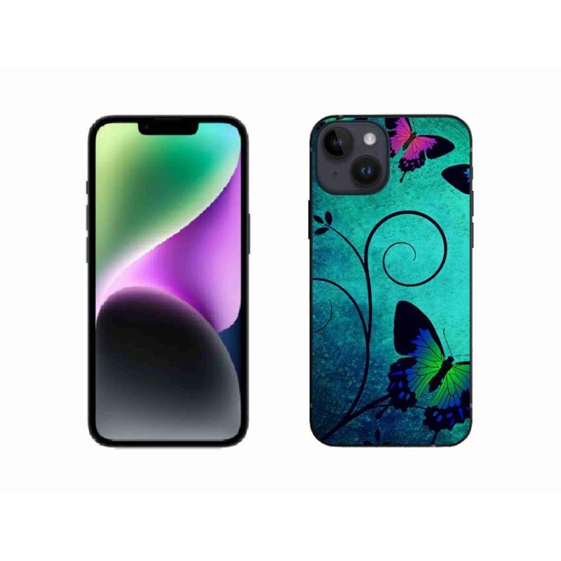 Gélový kryt mmCase na mobil iPhone 14 - farební motýle
