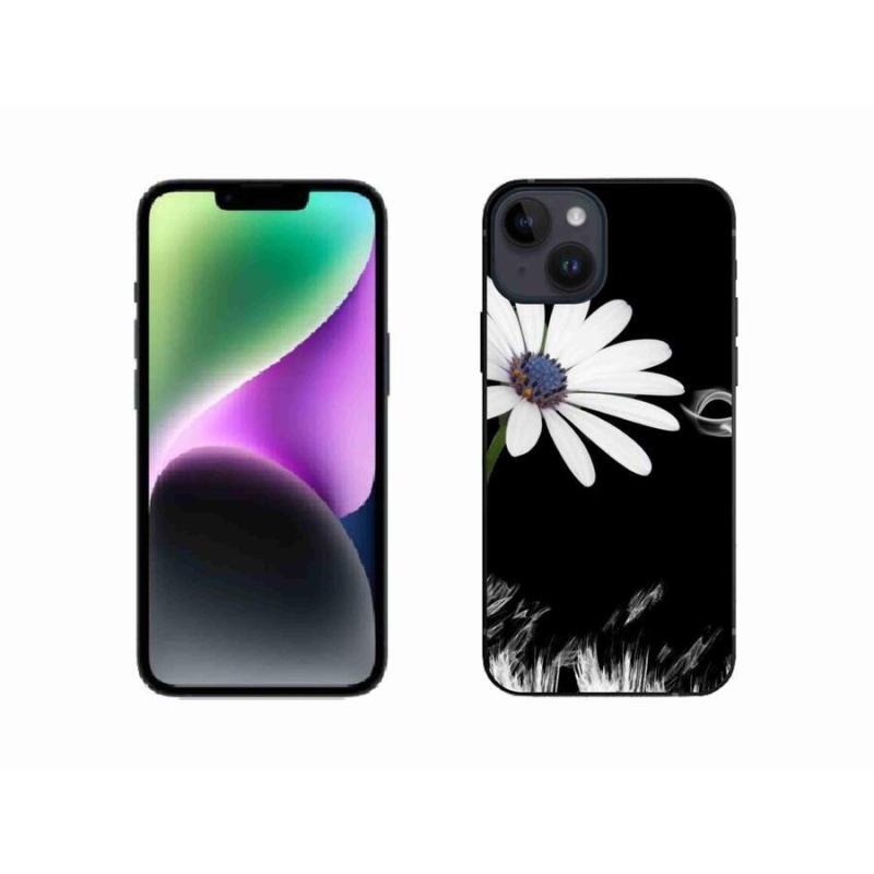 Gélový kryt mmCase na mobil iPhone 14 - biela kvetina