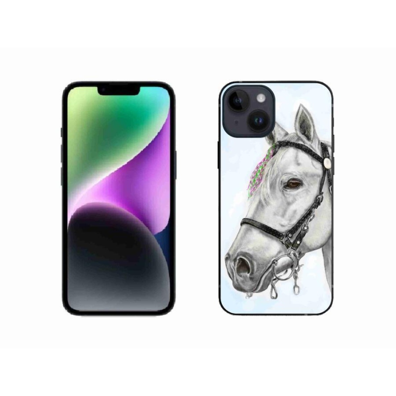 Gélový kryt mmCase na mobil iPhone 14 - biely kôň 1