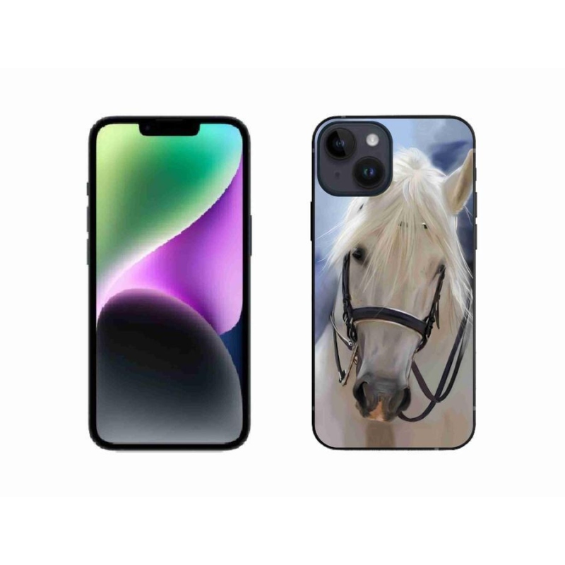 Gélový kryt mmCase na mobil iPhone 14 - biely kôň