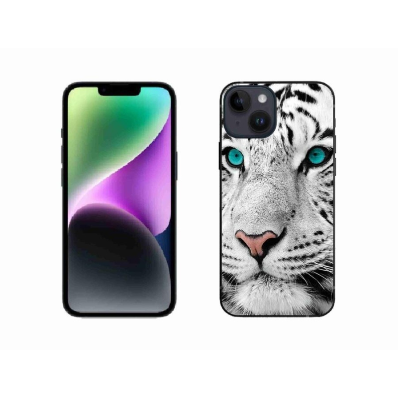 Gélový kryt mmCase na mobil iPhone 14 - biely tiger