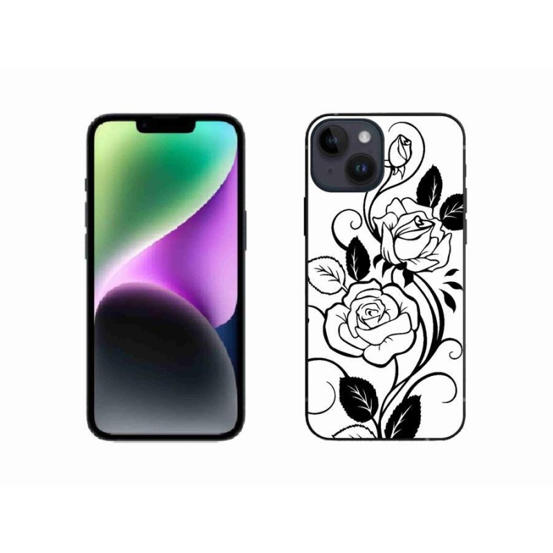 Gélový kryt mmCase na mobil iPhone 14 - čiernobiela ruža