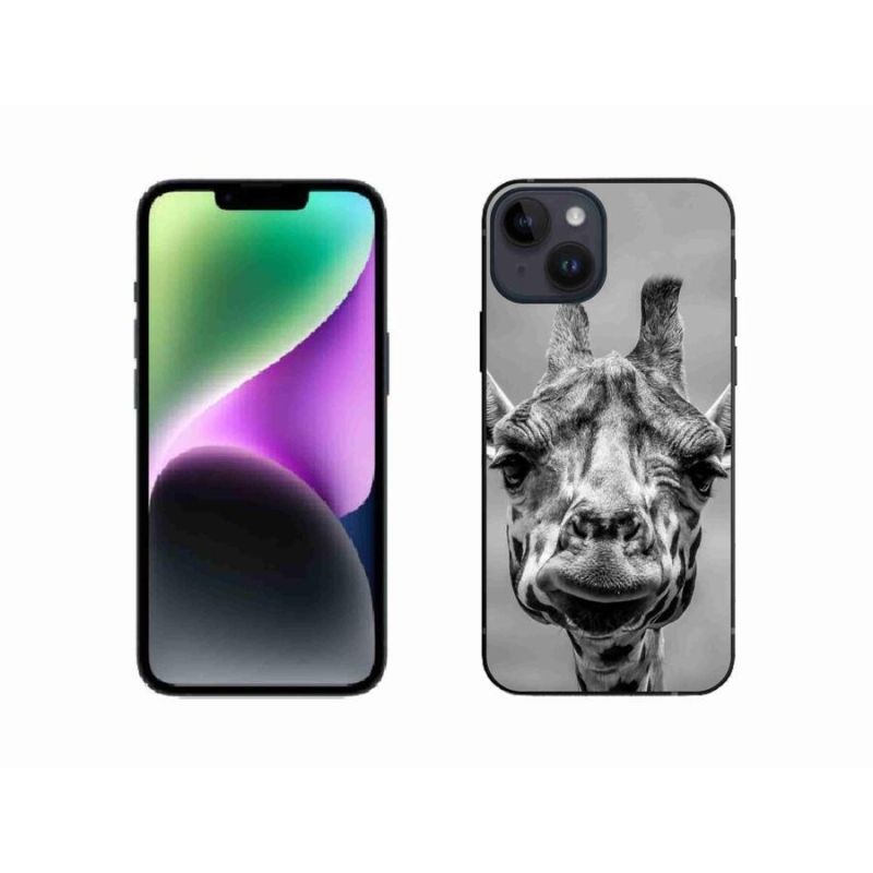 Gélový kryt mmCase na mobil iPhone 14 - čiernobiela žirafa