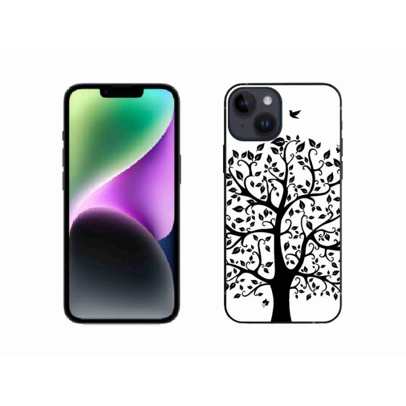 Gélový kryt mmCase na mobil iPhone 14 - čiernobiely strom