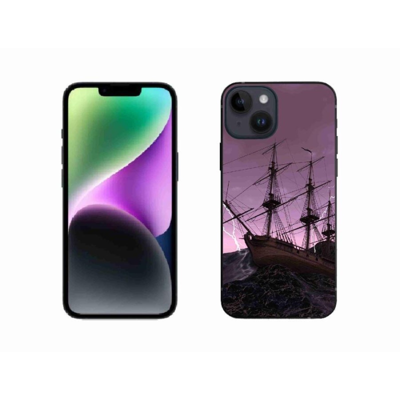 Gélový kryt mmCase na mobil iPhone 14 - loď v búrke