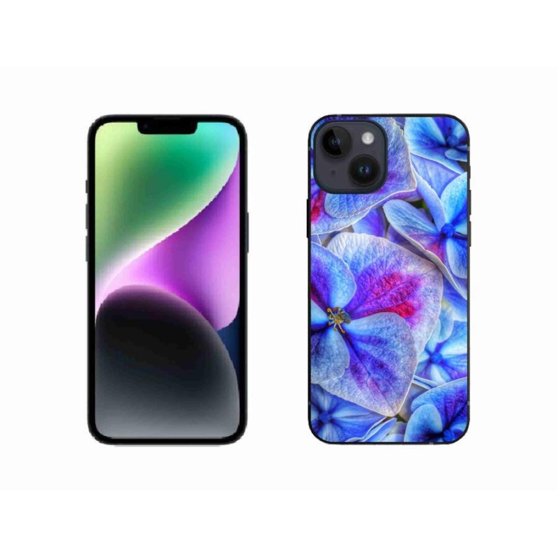 Gélový kryt mmCase na mobil iPhone 14 - modré kvety 1