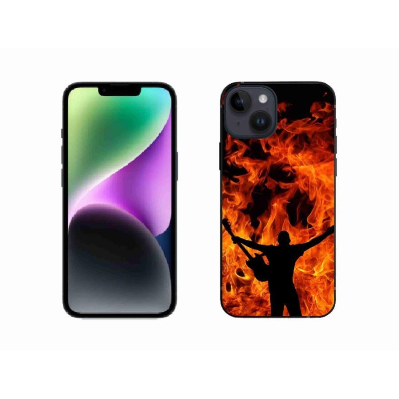 Gélový kryt mmCase na mobil iPhone 14 - muzikant a oheň