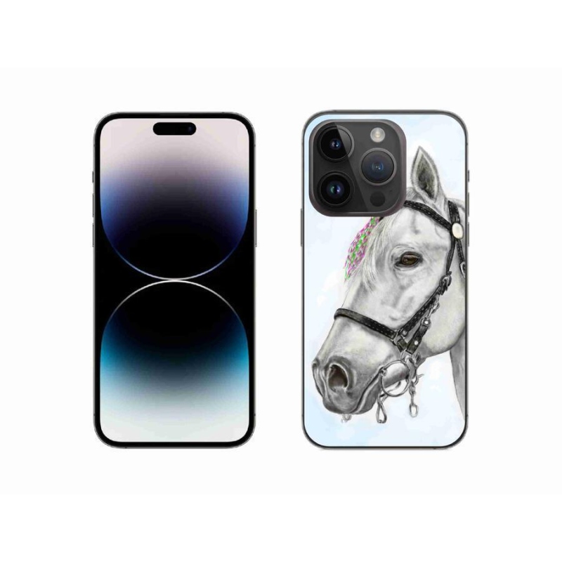 Gélový kryt mmCase na mobil iPhone 14 Pro 6.1 - biely kôň 1
