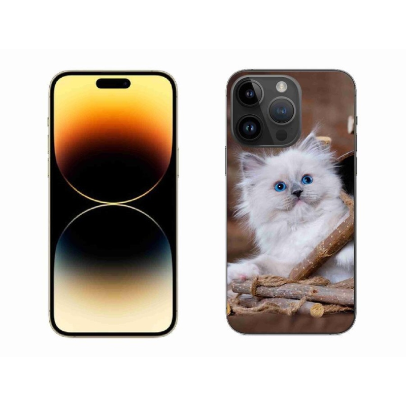 Gélový kryt mmCase na mobil iPhone 14 Pro Max 6.7 - biele mačiatko
