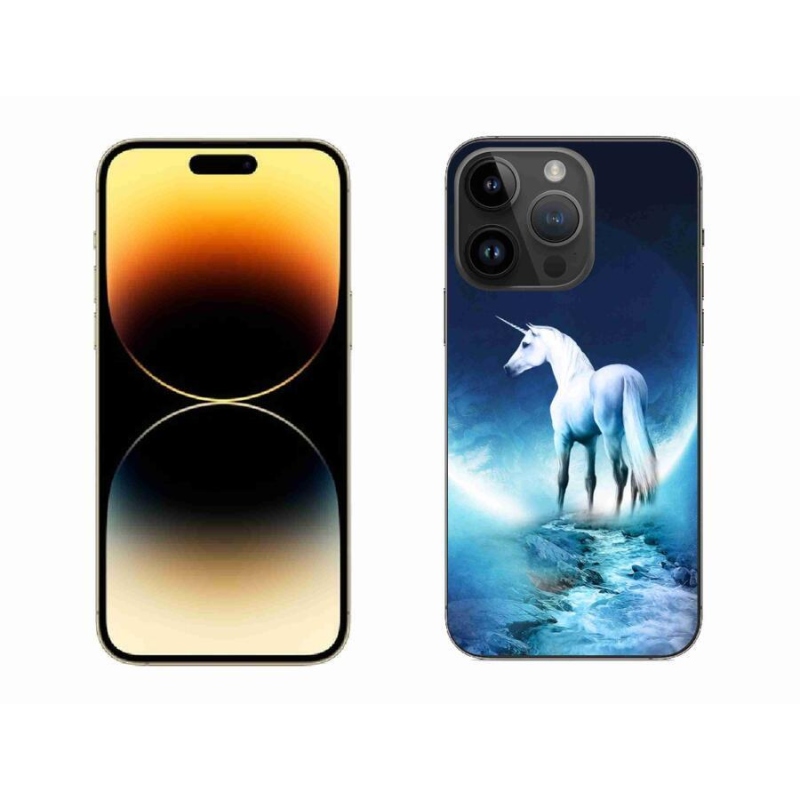 Gélový kryt mmCase na mobil iPhone 14 Pro Max 6.7 - biely jednorožec