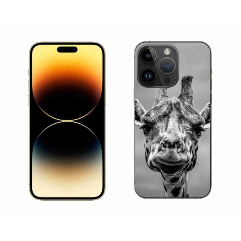 Gélový kryt mmCase na mobil iPhone 14 Pro Max 6.7 - čiernobiela žirafa