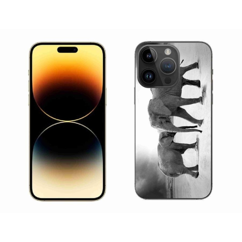 Gélový kryt mmCase na mobil iPhone 14 Pro Max 6.7 - čiernobieli slony