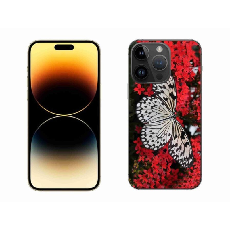 Gélový kryt mmCase na mobil iPhone 14 Pro Max 6.7 - čiernobiely motýľ 1