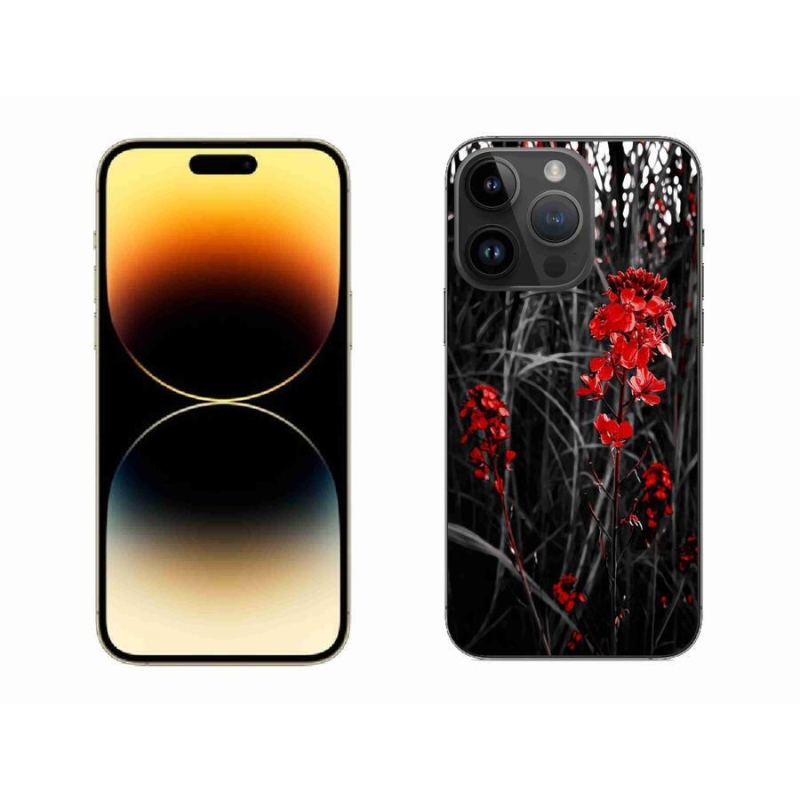 Gélový kryt mmCase na mobil iPhone 14 Pro Max 6.7 - červená rastlina