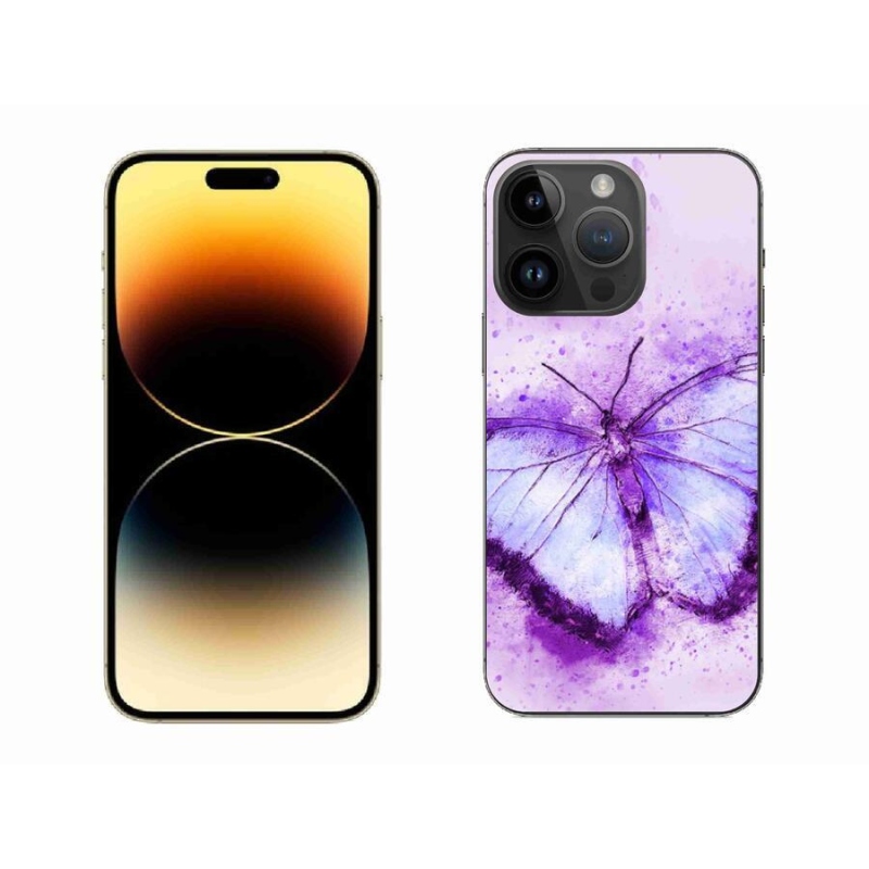 Gélový kryt mmCase na mobil iPhone 14 Pro Max 6.7 - fialový motýľ