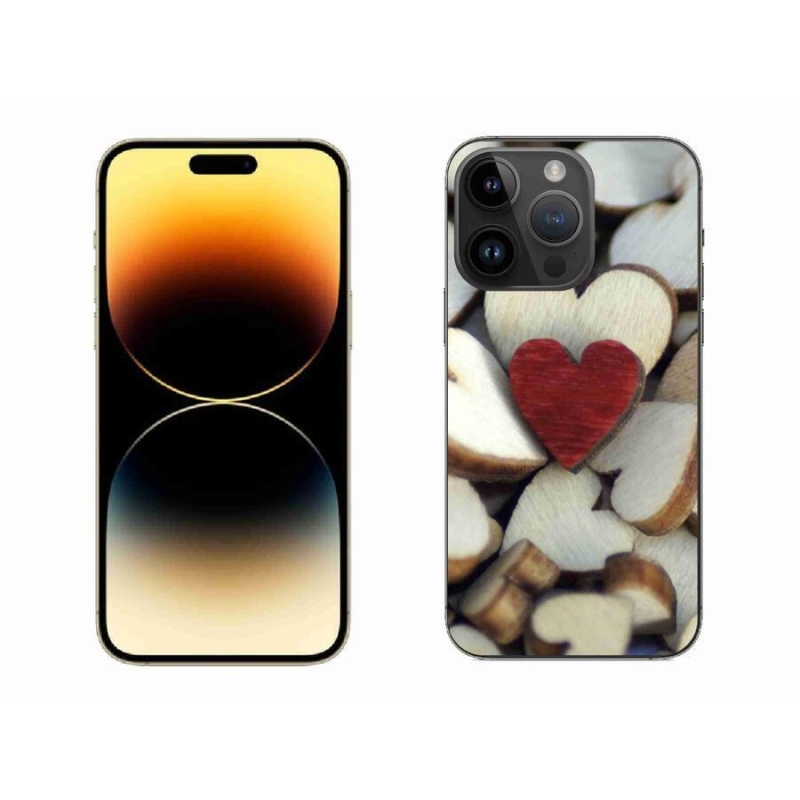 Gélový kryt mmCase na mobil iPhone 14 Pro Max 6.7 - gravírované červené srdce
