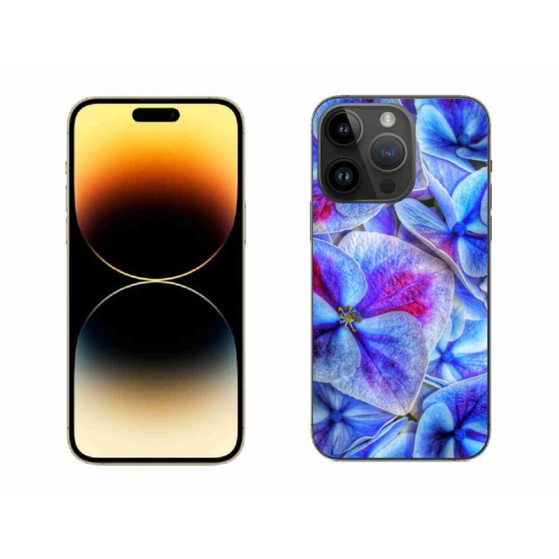 Gélový kryt mmCase na mobil iPhone 14 Pro Max 6.7 - modré kvety 1