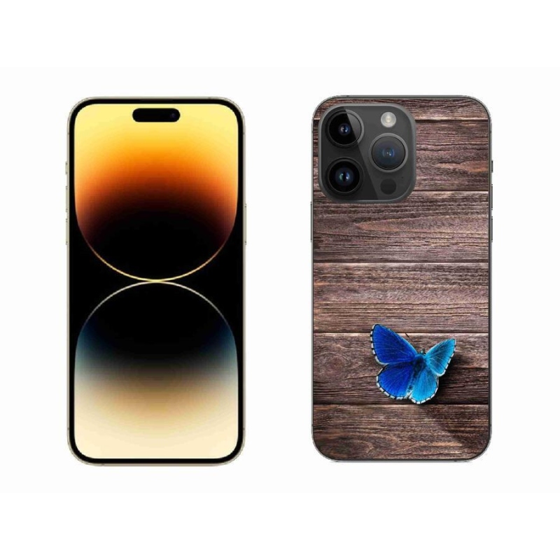 Gélový kryt mmCase na mobil iPhone 14 Pro Max 6.7 - modrý motýľ 1