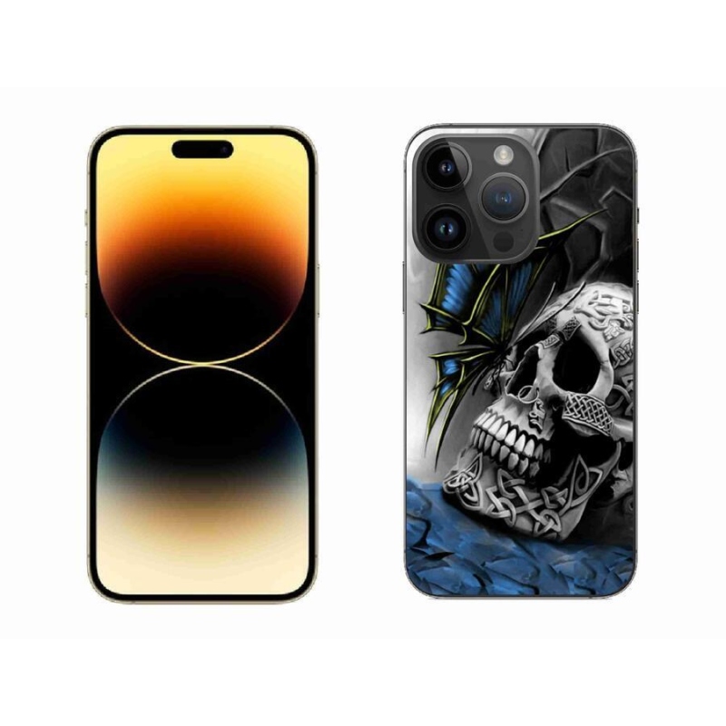 Gélový kryt mmCase na mobil iPhone 14 Pro Max 6.7 - motýľ a lebka