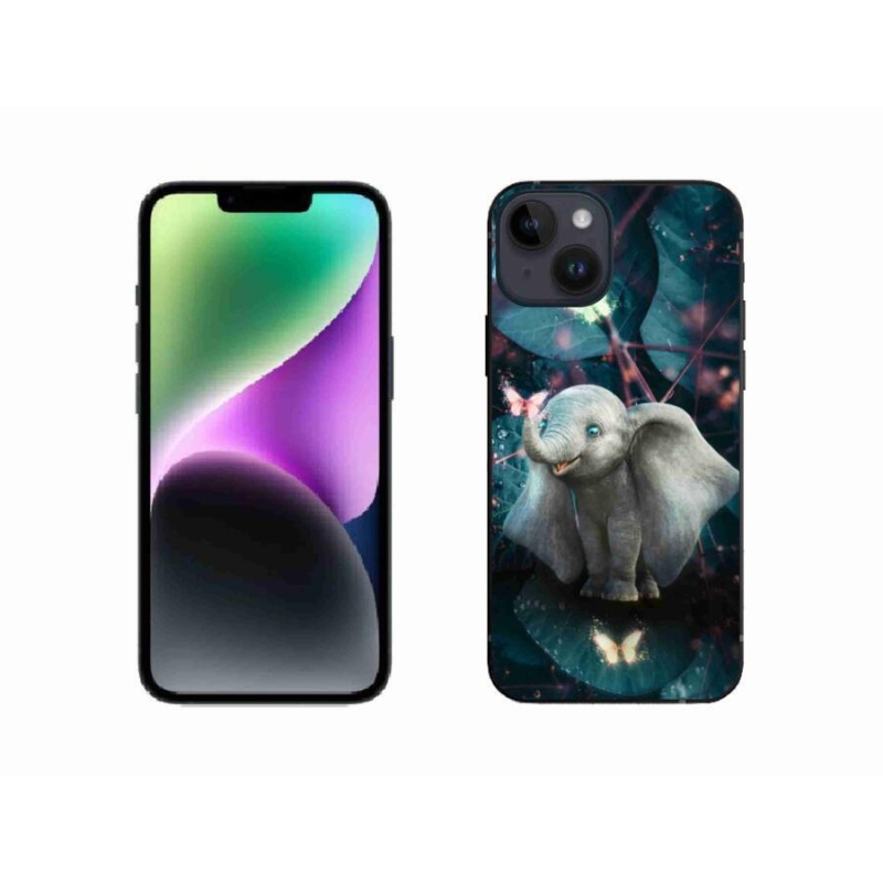 Gélový kryt mmCase na mobil iPhone 14 - roztomilý slon