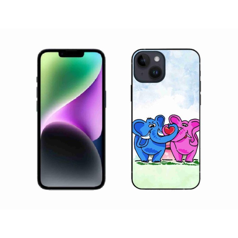 Gélový kryt mmCase na mobil iPhone 14 - zamilovaní slony
