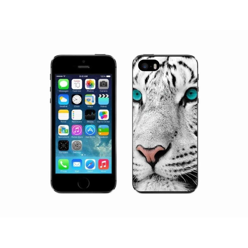 Gélový kryt mmCase na mobil iPhone 5 / 5s - biely tiger