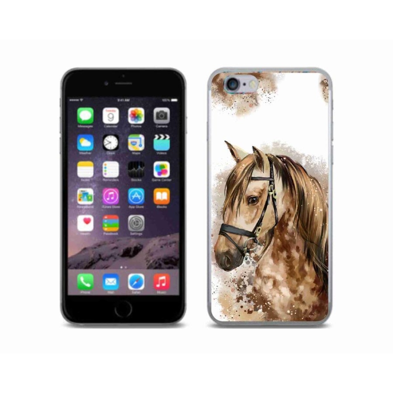 Gélový kryt mmCase na mobil iPhone 6/6S - hnedý kreslený kôň