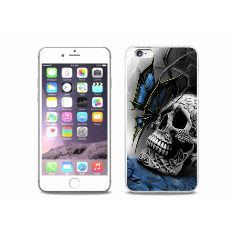 Gélový kryt mmCase na mobil iPhone 6 Plus/6S Plus - motýľ a lebka