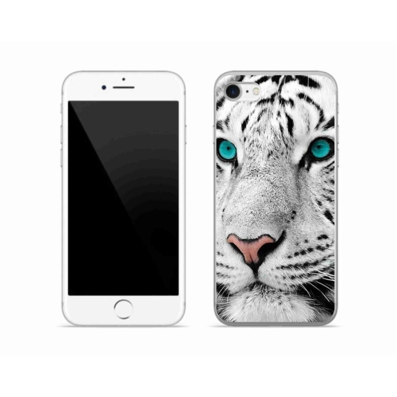 Gélový kryt mmCase na mobil iPhone 7 - biely tiger