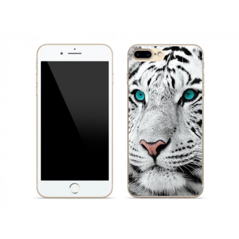 Gélový kryt mmCase na mobil iPhone 7 Plus - biely tiger