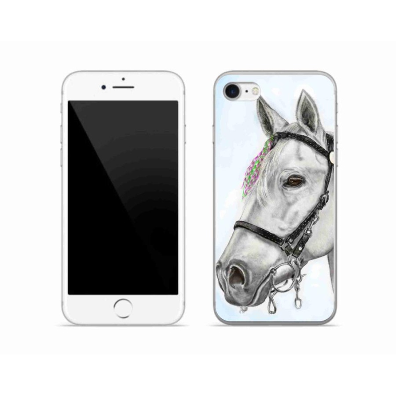 Gélový kryt mmCase na mobil iPhone 8 - biely kôň 1