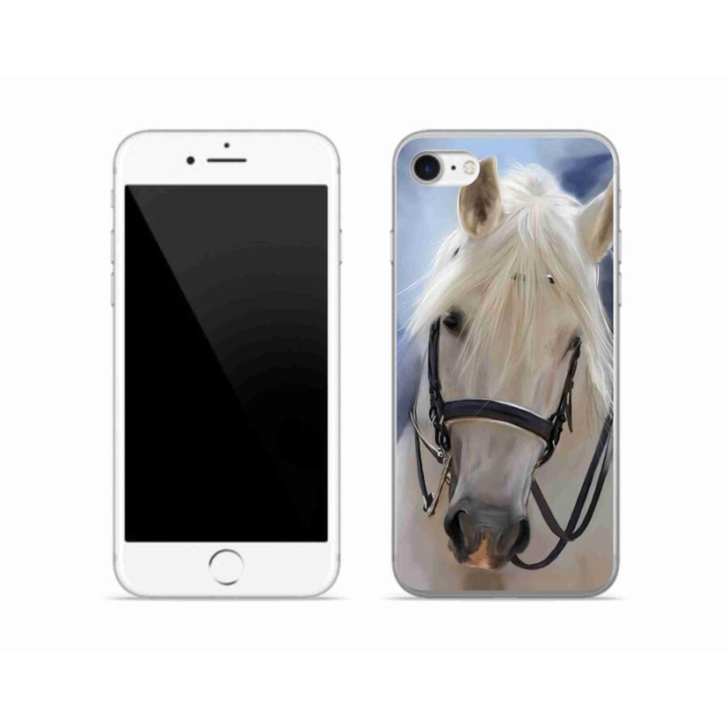 Gélový kryt mmCase na mobil iPhone 8 - biely kôň